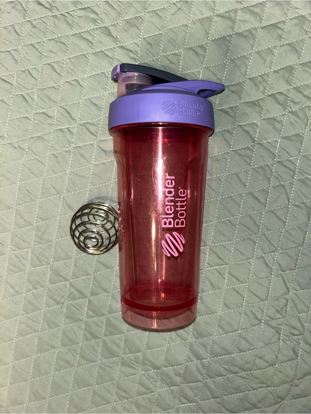 Sport Shaker Bottle - Pink with Purple Lid